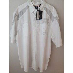 Harley Davidson Mens Button Shirt Vented Performance White Stripes Size 2XLT NWT